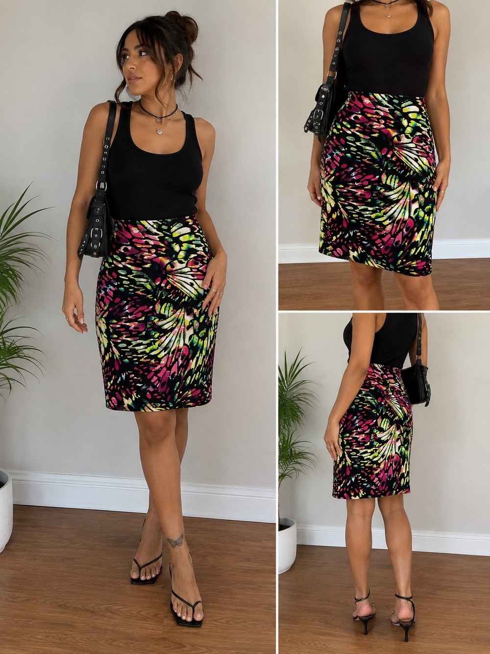 Worthington NWT Abstract Butterfly Wing Pencil Skirt. Neon Multicolor